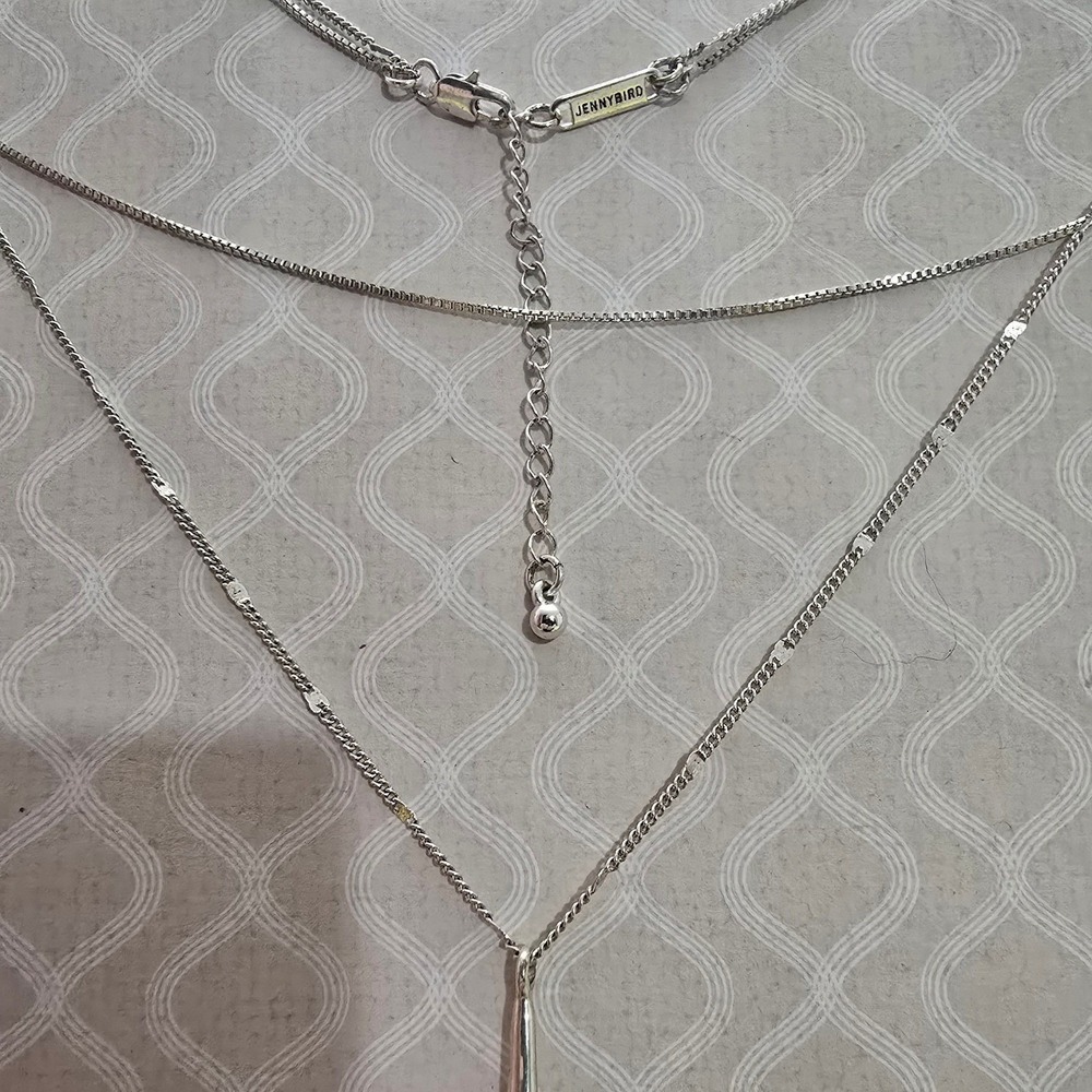 Jenny Bird silver Toned drop necklace  16" with 2" Extender Very Pretty, Layered - Picture 2 of 2